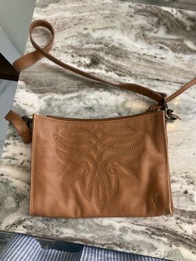 Frye Carved Detail Leather Crossbody in Brown